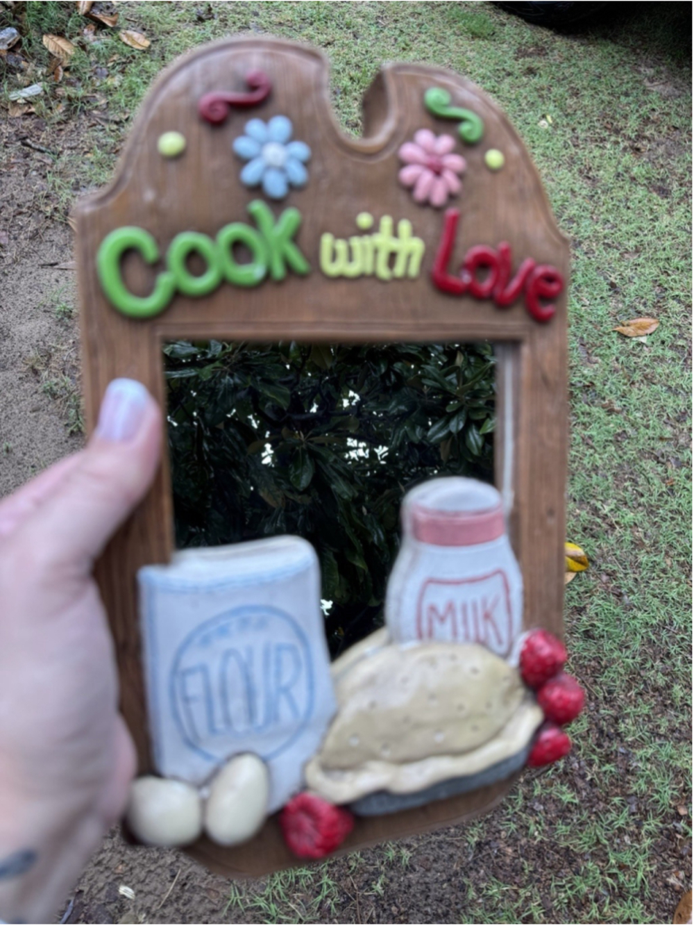 Vintage Cook With Love Kitchen Wall Mirror Plaque Burwood Style Farmhouse Decor